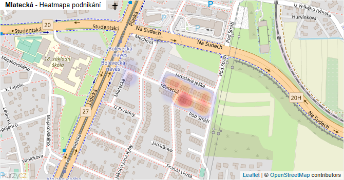 Mlatecká - mapa podnikání