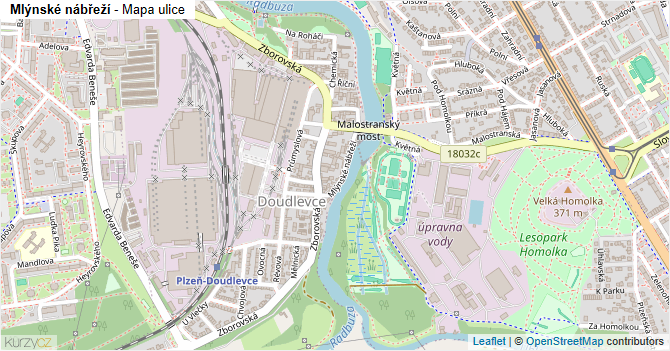 Mlýnské nábřeží - mapa ulice