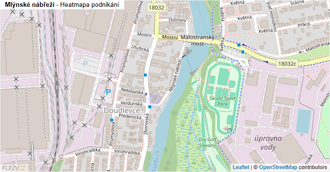 Mlýnské nábřeží - mapa podnikání