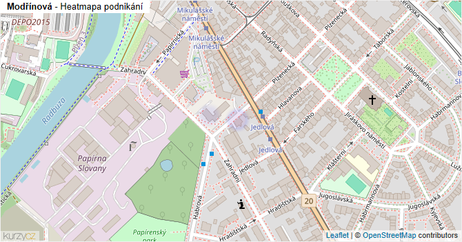 Modřínová - mapa podnikání