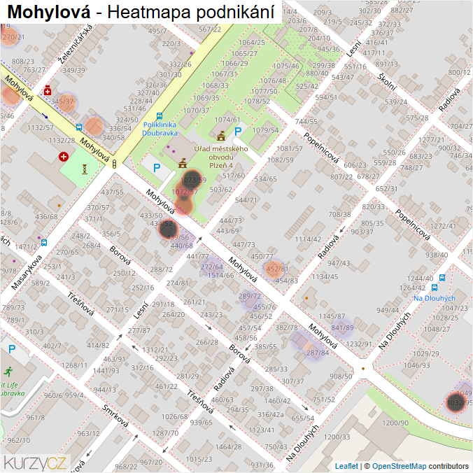 Mapa Mohylová - Firmy v ulici.