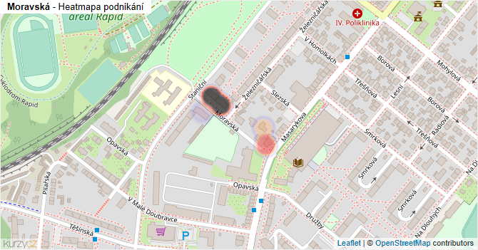 Moravská - mapa podnikání