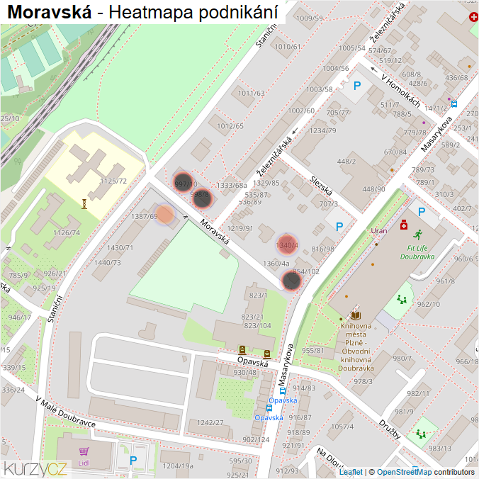 Mapa Moravská - Firmy v ulici.