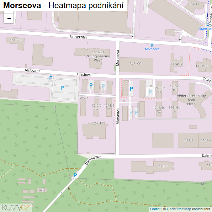Mapa Morseova - Firmy v ulici.