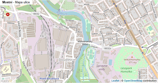 Mostní - mapa ulice