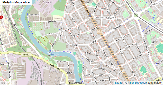 Motýlí - mapa ulice