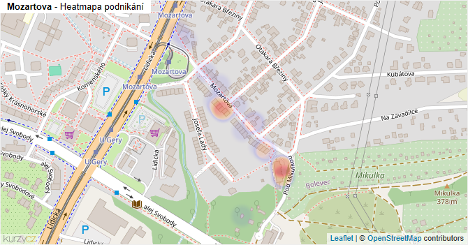 Mozartova - mapa podnikání