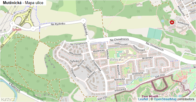 Mutěnická - mapa ulice