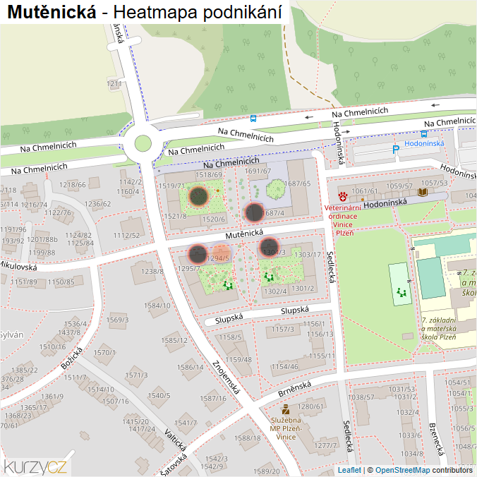 Mapa Mutěnická - Firmy v ulici.