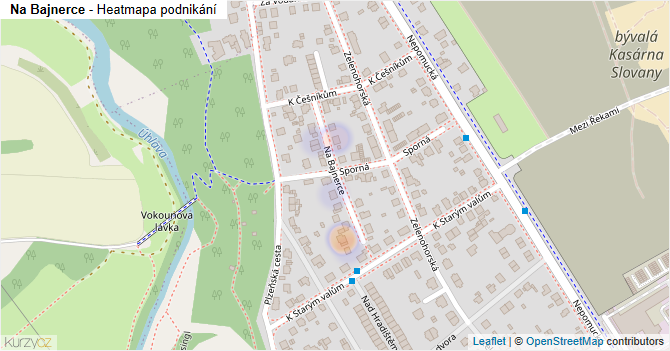 Na Bajnerce - mapa podnikání
