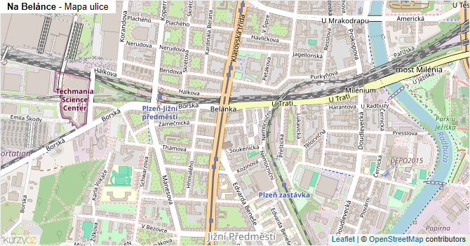 Na Belánce - mapa ulice