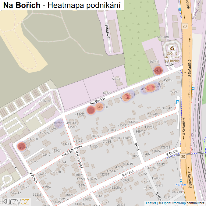Mapa Na Bořích - Firmy v ulici.