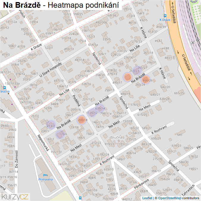 Mapa Na Brázdě - Firmy v ulici.