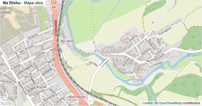 Na Břehu - mapa ulice