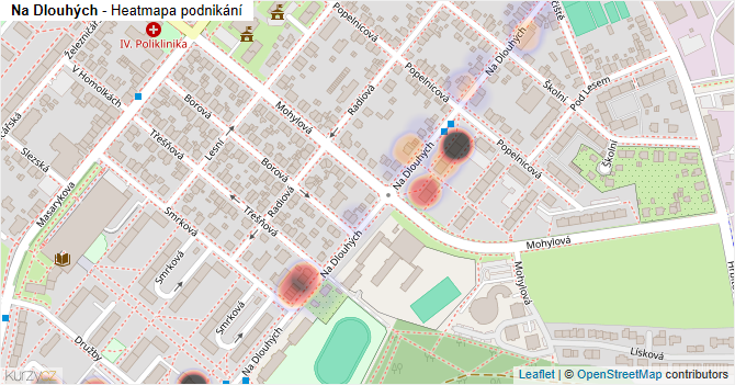 Na Dlouhých - mapa podnikání