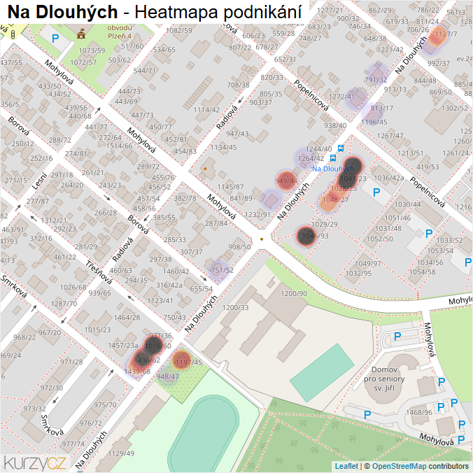 Mapa Na Dlouhých - Firmy v ulici.