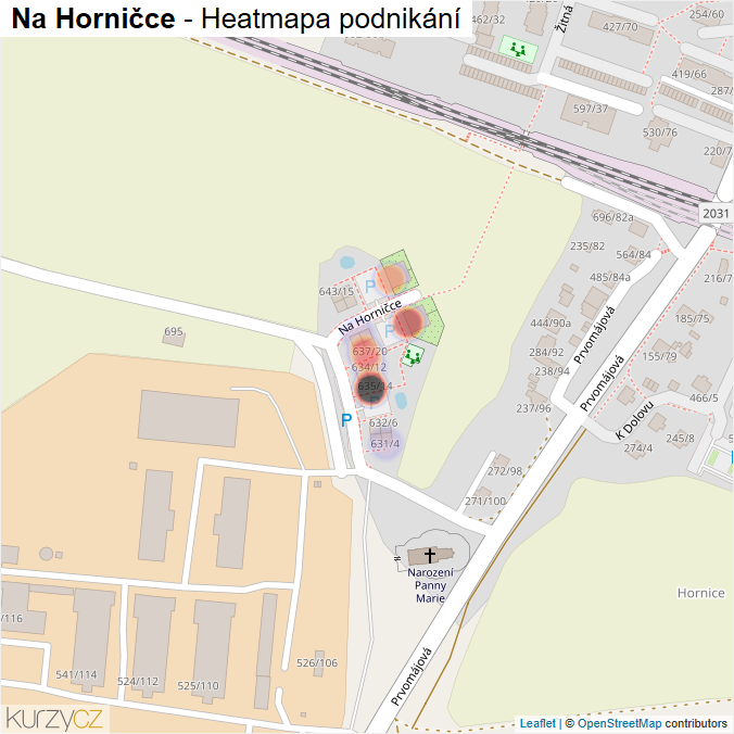 Mapa Na Horničce - Firmy v ulici.
