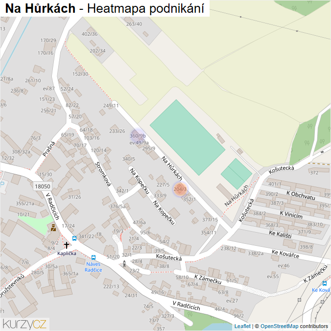 Mapa Na Hůrkách - Firmy v ulici.
