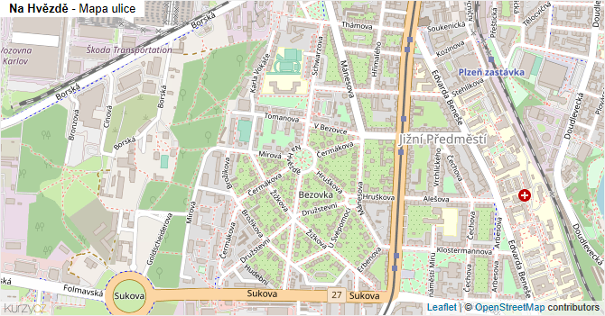 Na Hvězdě - mapa ulice