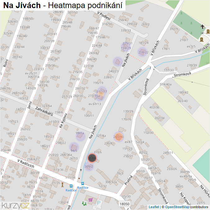 Mapa Na Jívách - Firmy v ulici.