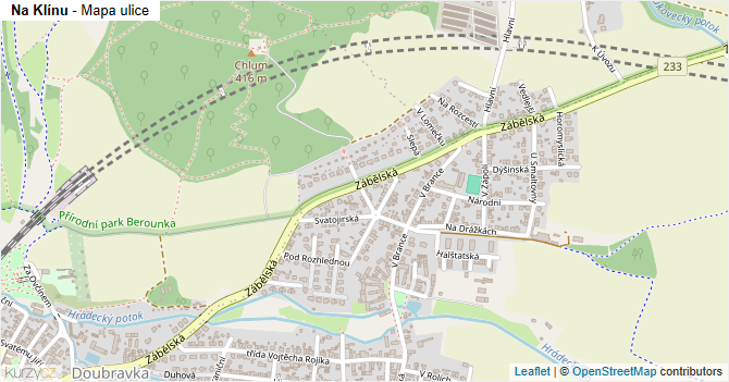 Na Klínu - mapa ulice