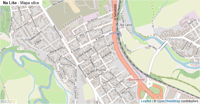 Na Líše - mapa ulice
