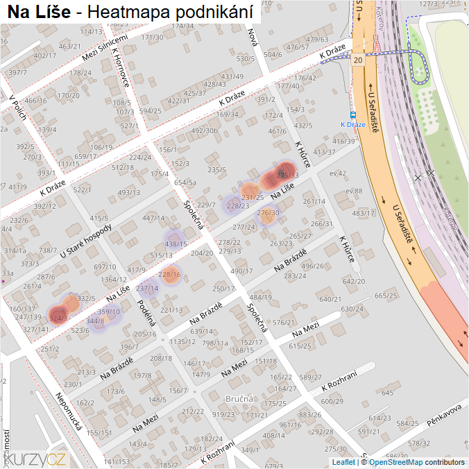 Mapa Na Líše - Firmy v ulici.
