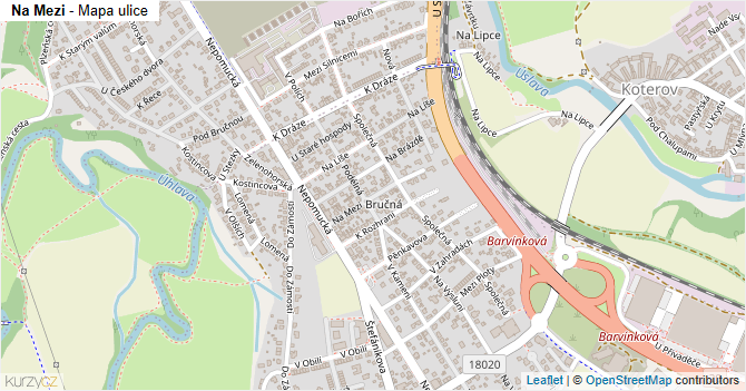 Na Mezi - mapa ulice