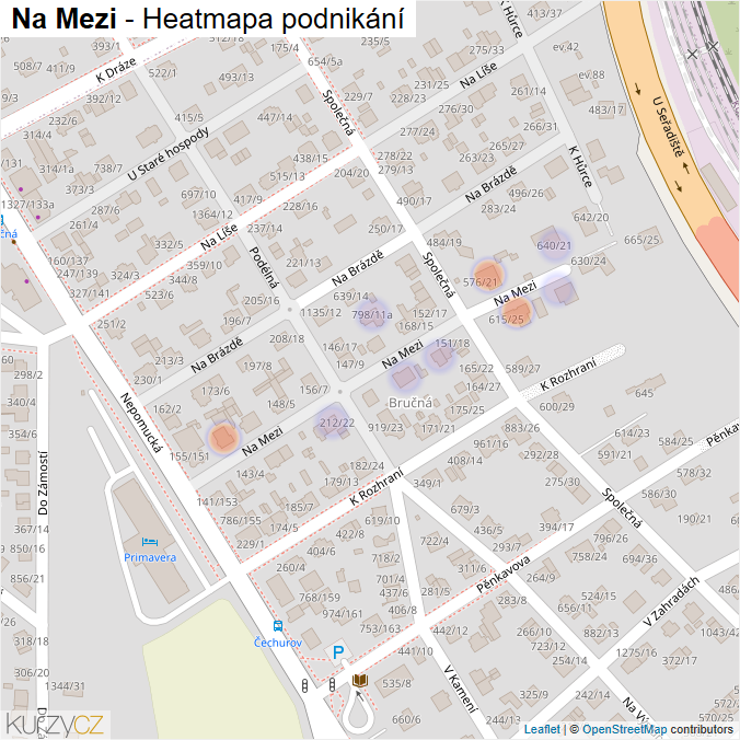 Mapa Na Mezi - Firmy v ulici.