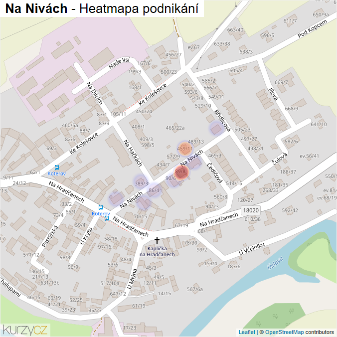 Mapa Na Nivách - Firmy v ulici.