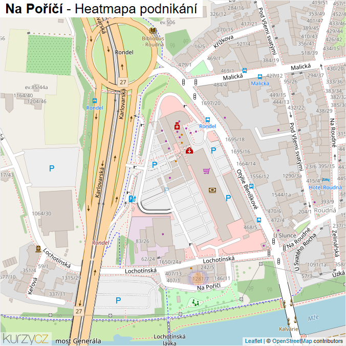 Mapa Na Poříčí - Firmy v ulici.