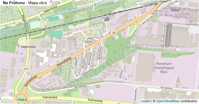 Na Průhonu - mapa ulice