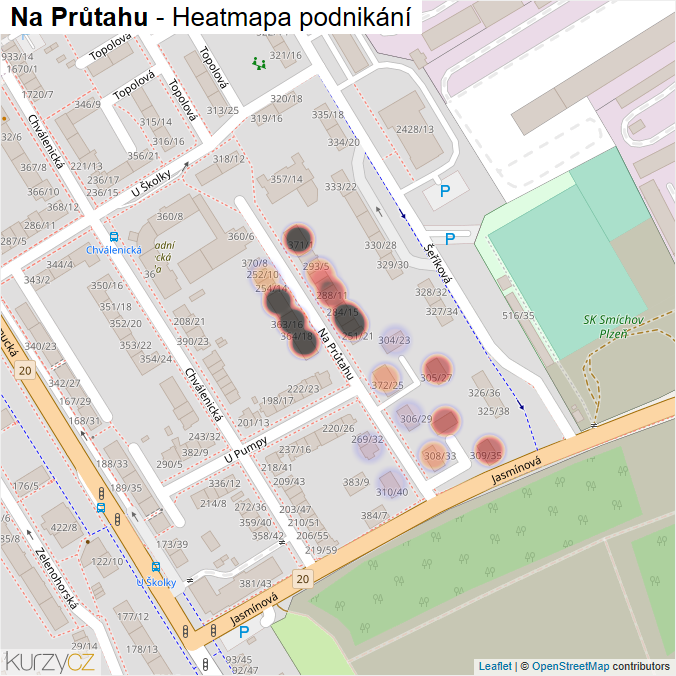 Mapa Na Průtahu - Firmy v ulici.