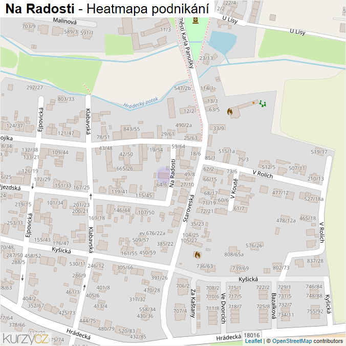 Mapa Na Radosti - Firmy v ulici.