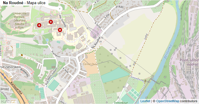 Na Roudné - mapa ulice