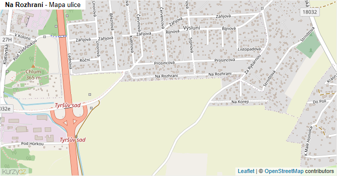 Na Rozhraní - mapa ulice