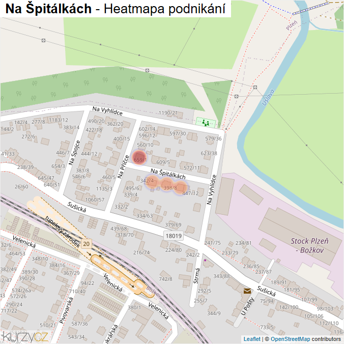 Mapa Na Špitálkách - Firmy v ulici.