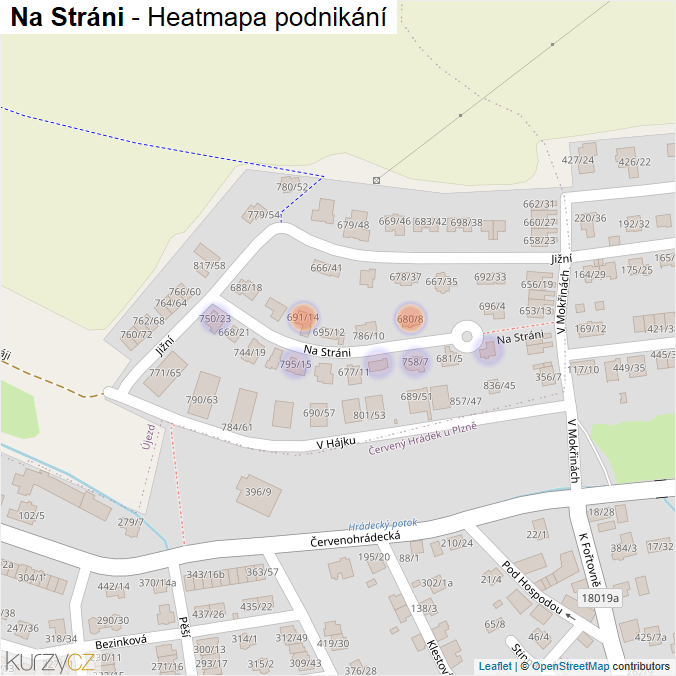 Mapa Na Stráni - Firmy v ulici.