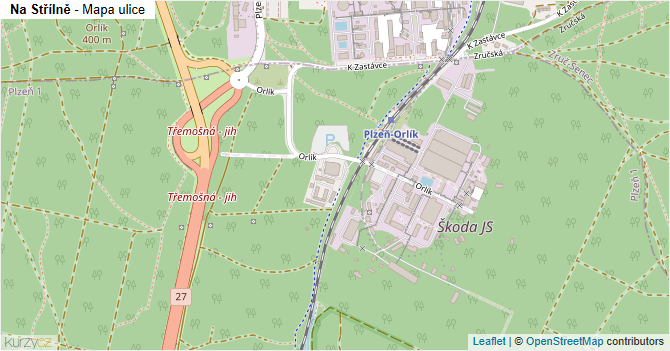 Na Střílně - mapa ulice