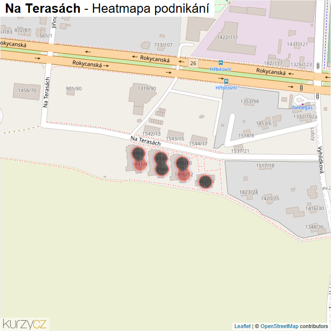 Mapa Na Terasách - Firmy v ulici.