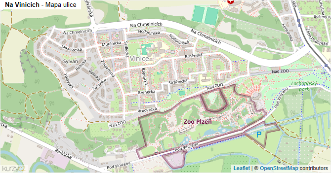 Na Vinicích - mapa ulice