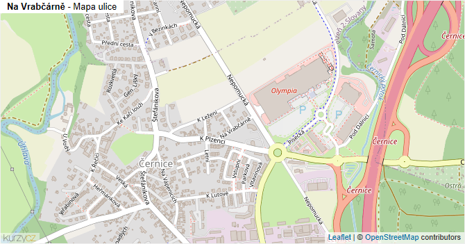 Na Vrabčárně - mapa ulice