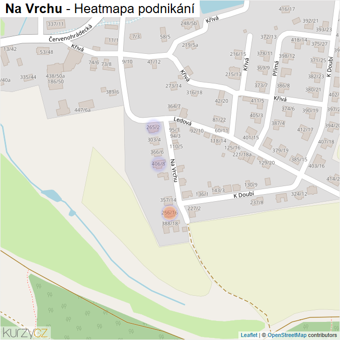 Mapa Na Vrchu - Firmy v ulici.
