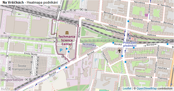 Na Vršíčkách - mapa podnikání