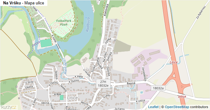 Na Vršku - mapa ulice