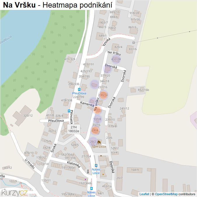 Mapa Na Vršku - Firmy v ulici.