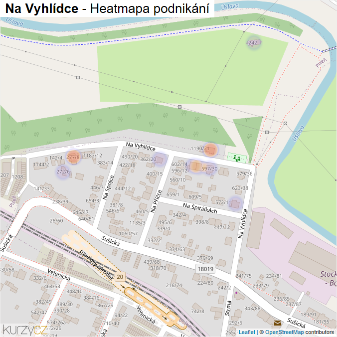 Mapa Na Vyhlídce - Firmy v ulici.