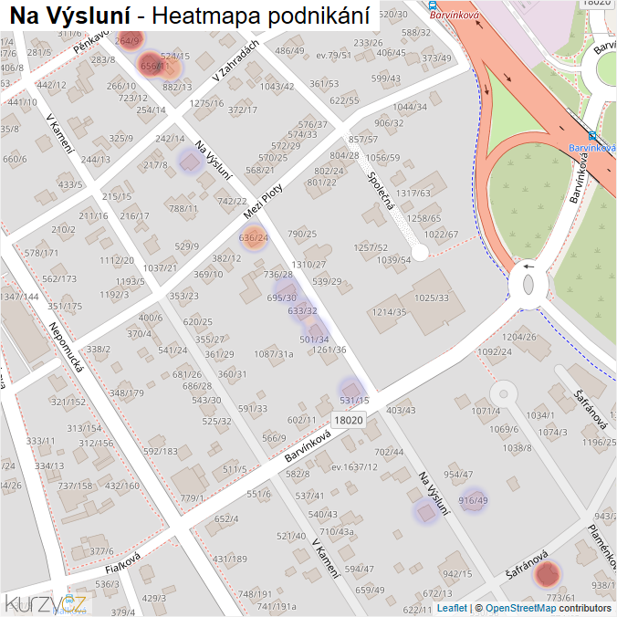 Mapa Na Výsluní - Firmy v ulici.