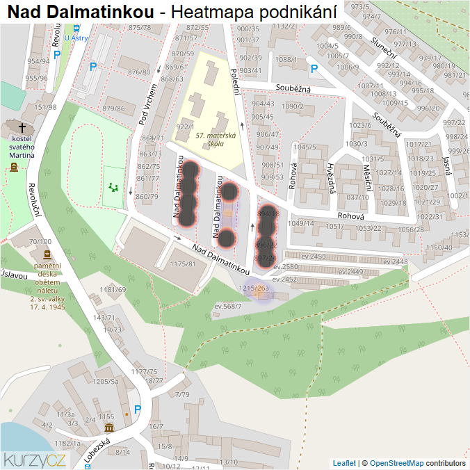 Mapa Nad Dalmatinkou - Firmy v ulici.