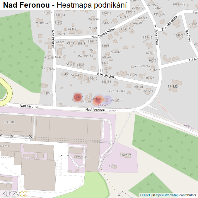 Mapa Nad Feronou - Firmy v ulici.